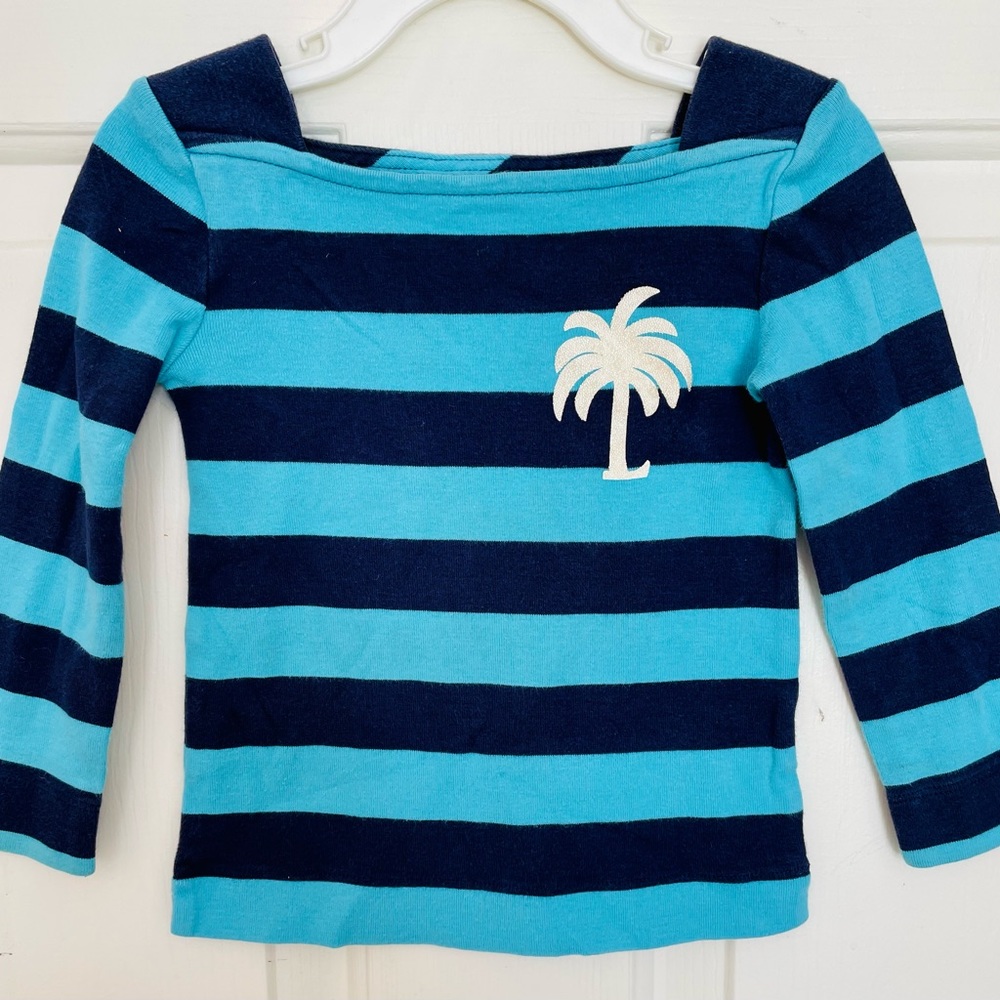 Girls Lilly Pulitzer Large Logo Striped Shirt Sz 2